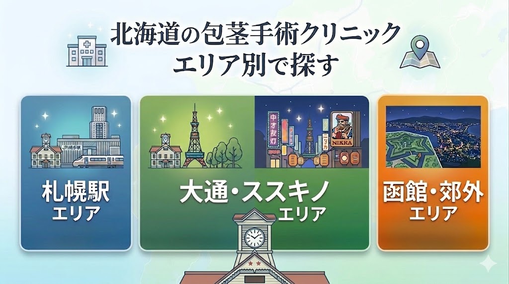 エリア別で探す北海道の包茎手術クリニック