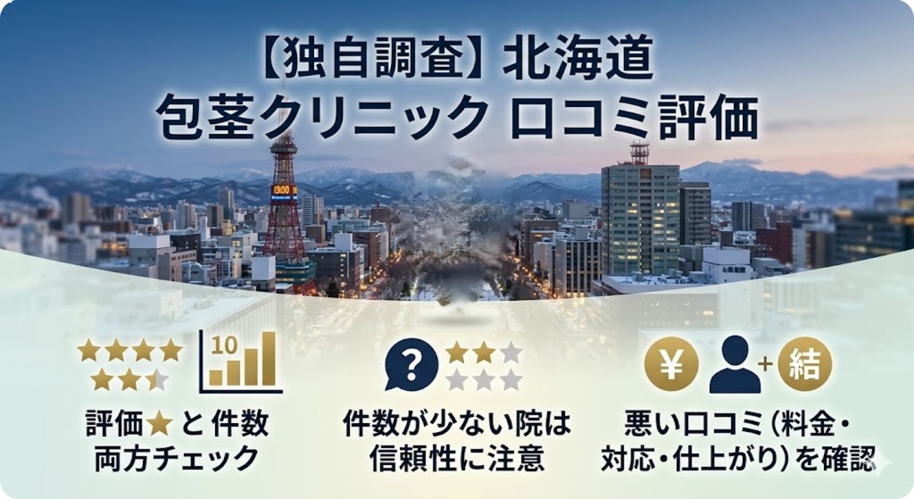 【独自調査】北海道の包茎手術クリニック13院のGoogleマップ口コミ評価