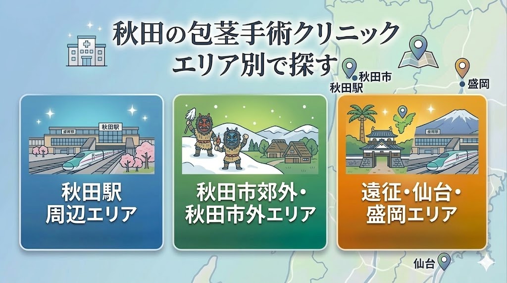 エリア別で探す秋田県の包茎手術クリニック