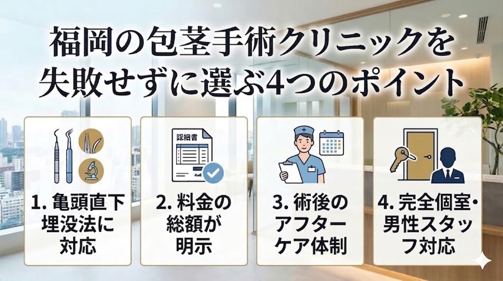 福岡の包茎手術クリニックを失敗せずに選ぶ4つのポイント