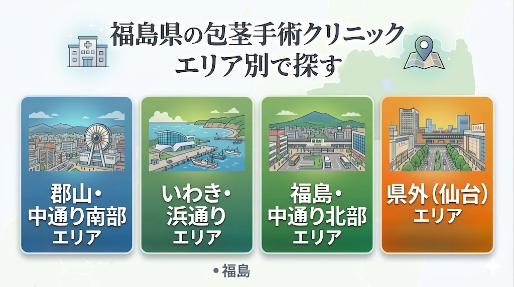 エリア別で探す福島県の包茎手術クリニック