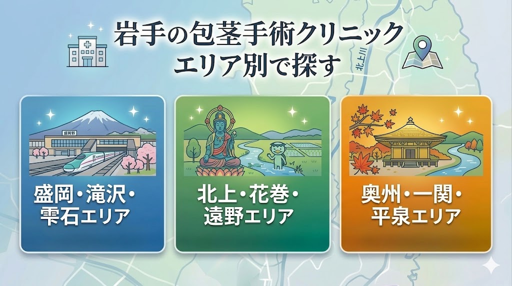 エリア別で探す岩手の包茎手術クリニック
