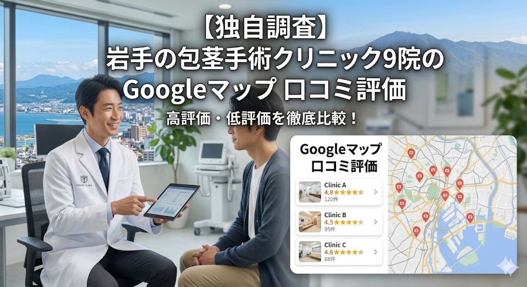【独自調査】岩手の包茎手術クリニック9院のGoogleマップ口コミ評価