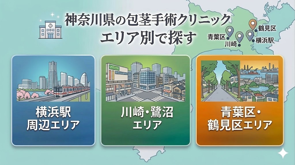 エリア別で探す神奈川県の包茎手術クリニック