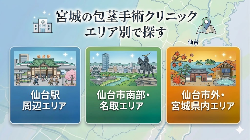 エリア別で探す宮城県の包茎手術クリニック