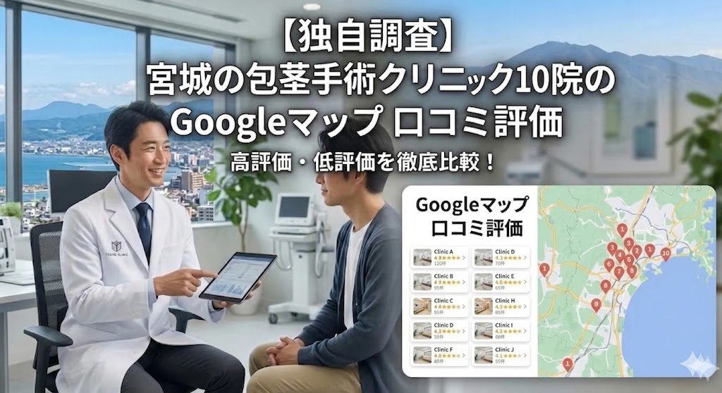 【独自調査】宮城県の包茎手術クリニック10院のGoogleマップ口コミ評価