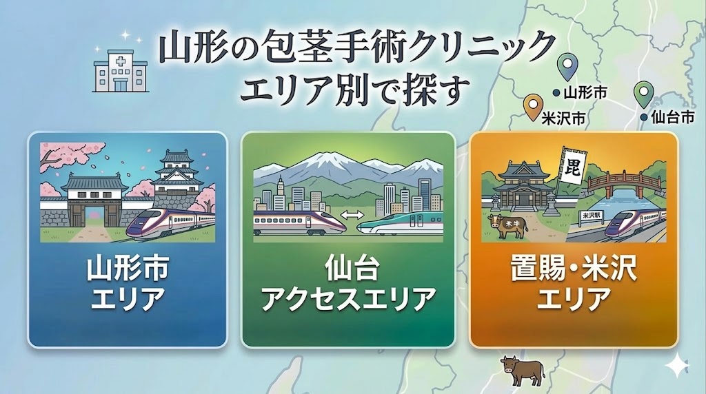 エリア別で探す山形県の包茎手術クリニック