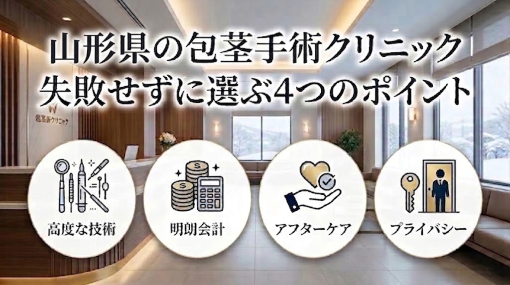 山形県の包茎手術クリニックを失敗せずに選ぶ4つのポイント
