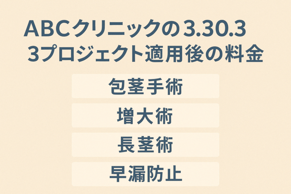 ABCクリニックの3.30.3プロジェクト適用後の料金