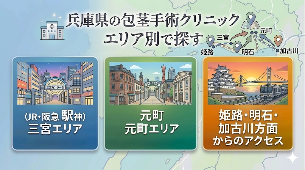 エリア別で探す兵庫県の包茎手術クリニック