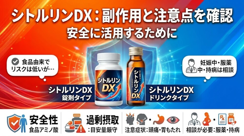 シトルリンDXの副作用と服用前に確認すべき注意点