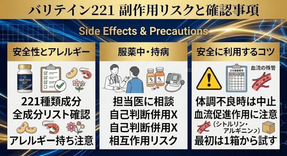 バリテイン221の副作用リスクと購入前の確認事項