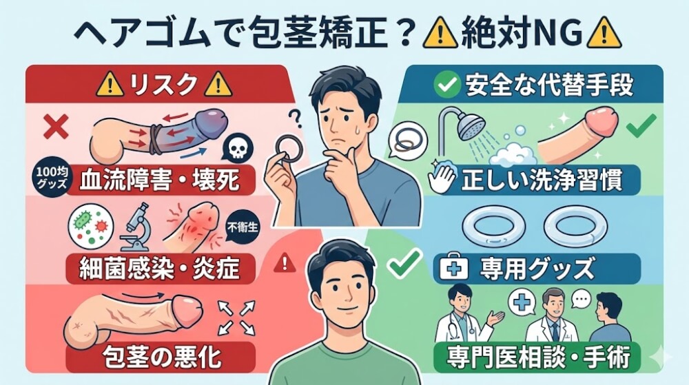 包茎にヘアゴムはNG！3つのリスクと安全な代替法