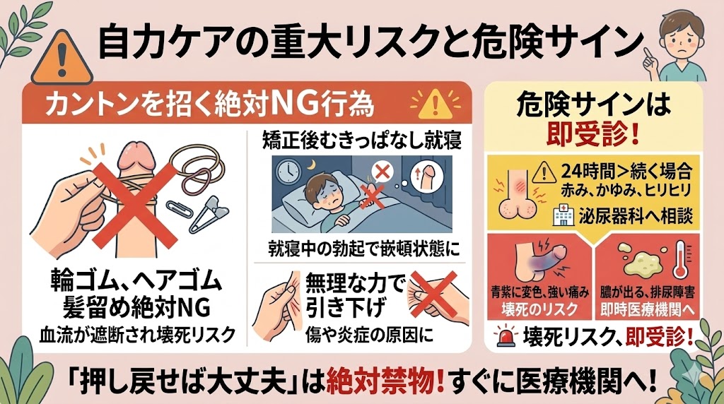 自力の包茎ケアで起こりやすいリスクと危険なサイン