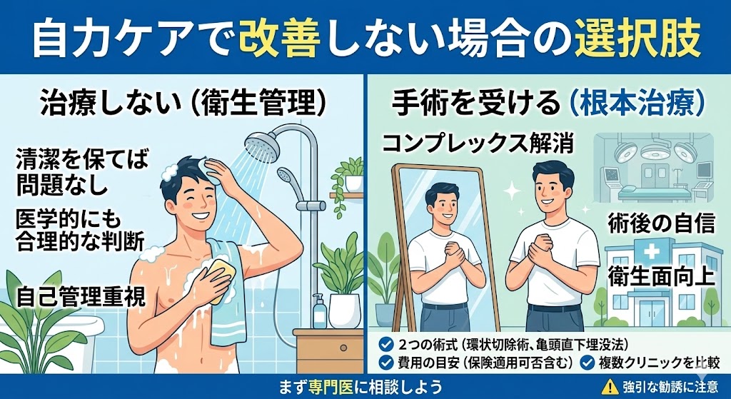 自力で包茎が改善しない場合の選択肢