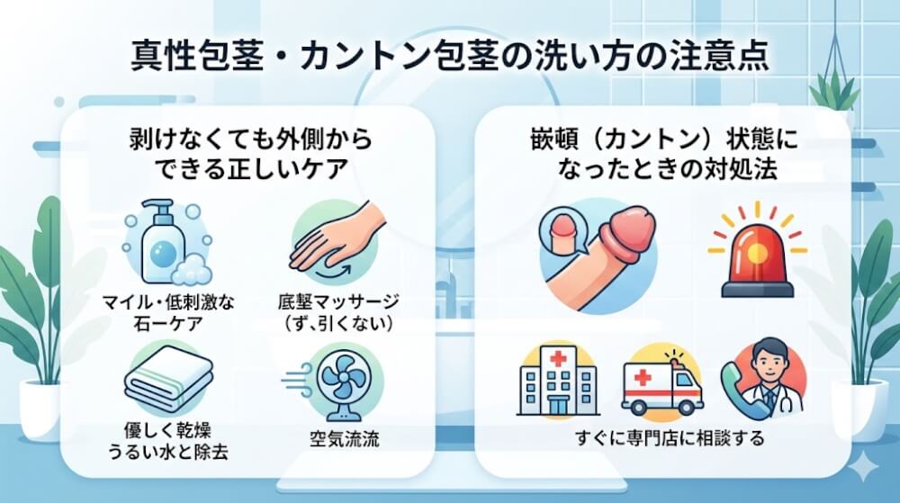 真性包茎・カントン包茎の洗い方の注意点