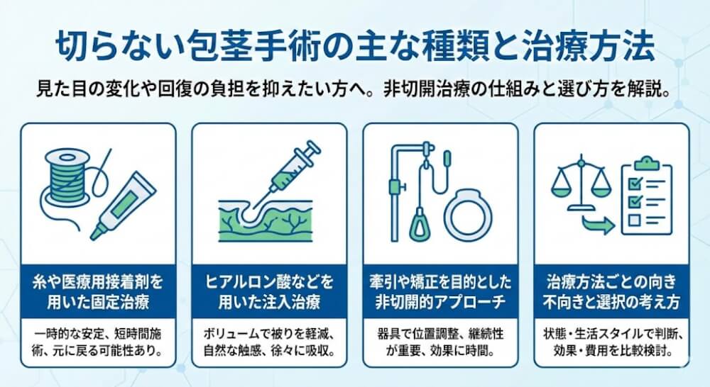 切らない包茎手術の主な種類と治療方法