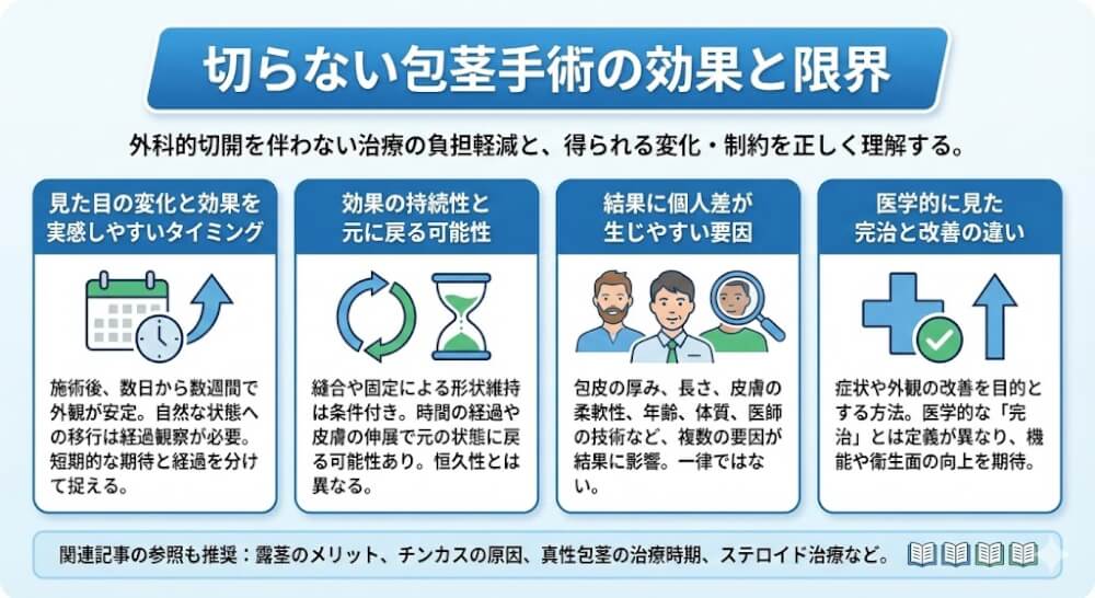 切らない包茎手術の効果と限界