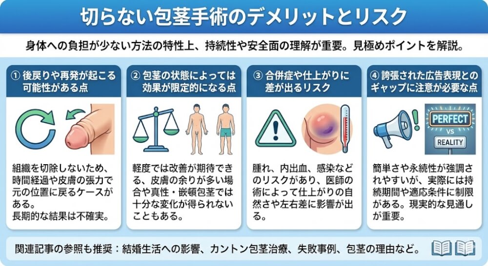 切らない包茎手術のデメリットとリスク