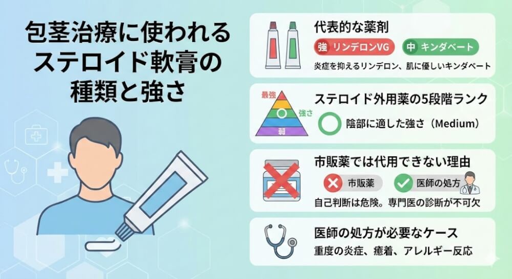 包茎治療に使われるステロイド軟膏の種類と強さ