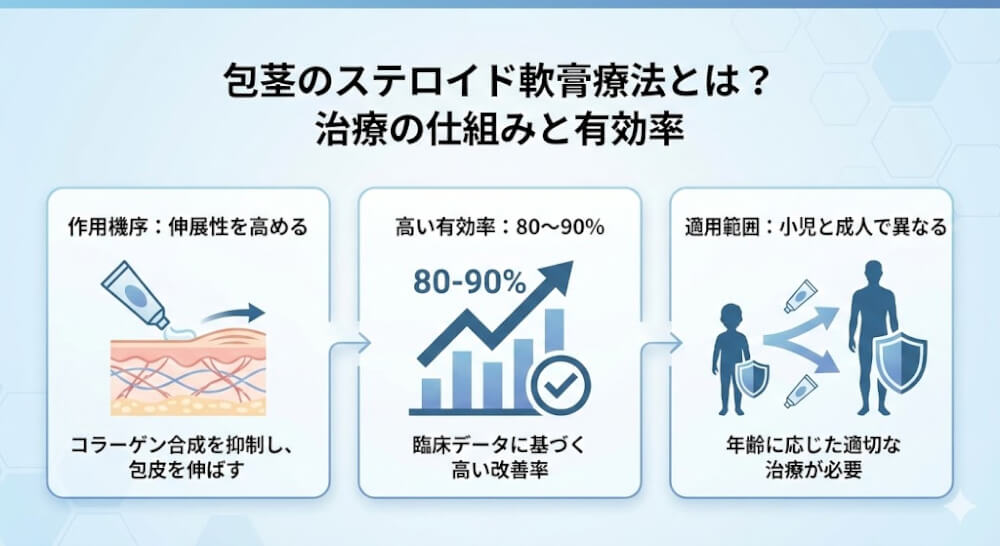 包茎のステロイド軟膏療法とは?治療の仕組みと有効率