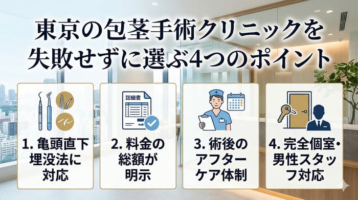 東京の包茎手術クリニックを失敗せずに選ぶ4つのポイント