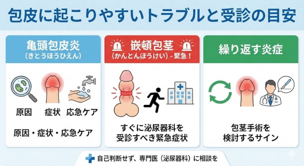 包皮に起こりやすいトラブルと受診の目安