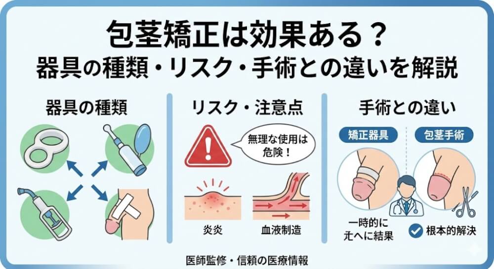 包茎矯正は効果ある？器具の種類・リスク・手術との違いを解説