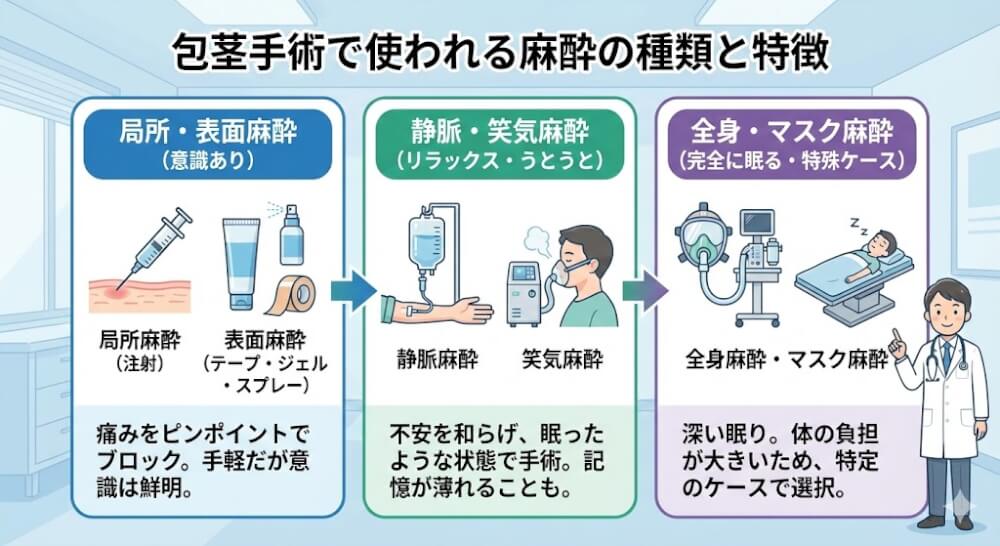 包茎手術で使われる麻酔の種類と特徴