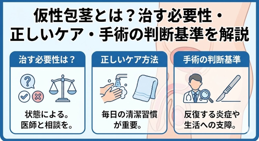 仮性包茎とは？治す必要性・正しいケア・手術の判断基準を解説