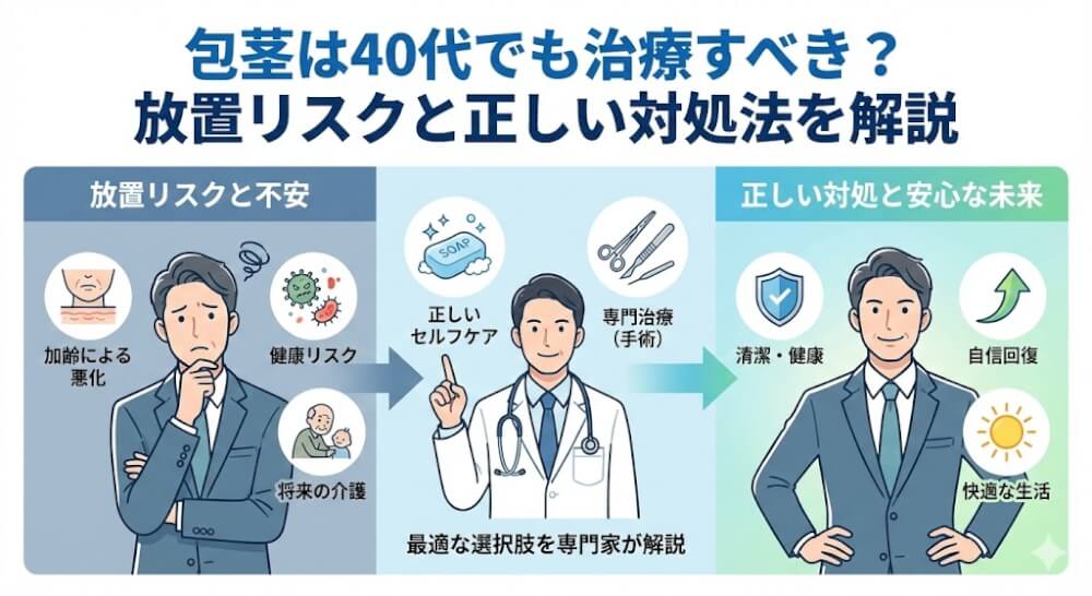 包茎は40代でも治療すべき？放置リスクと正しい対処法を解説