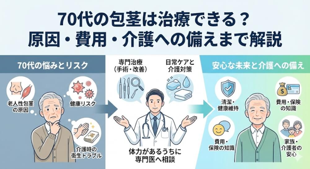包茎は70代でも治療できる？原因から費用・ケアまで解説