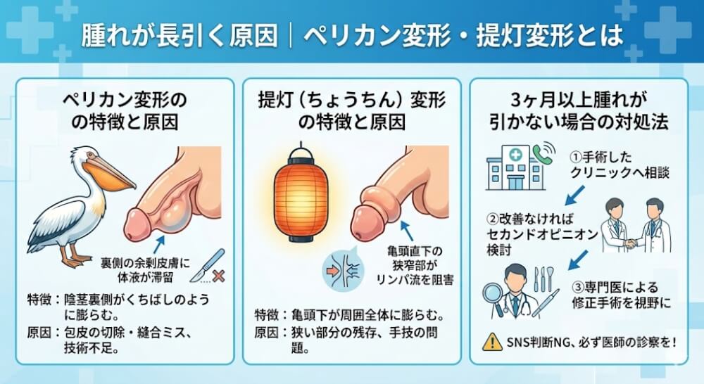 腫れが長引く原因｜ペリカン変形・提灯変形とは