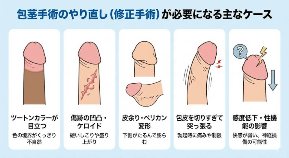包茎手術のやり直し（修正手術）が必要になる主なケース