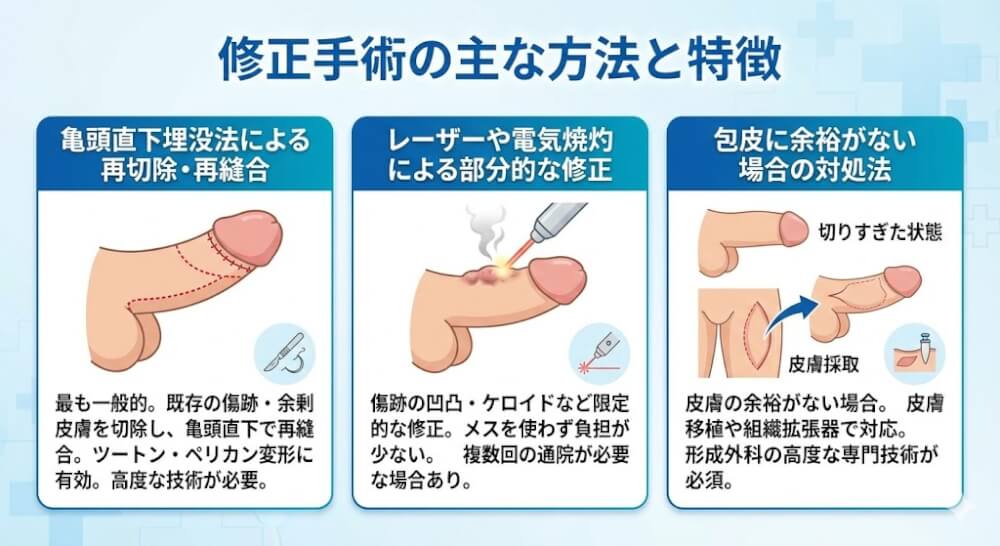 修正手術の主な方法と特徴