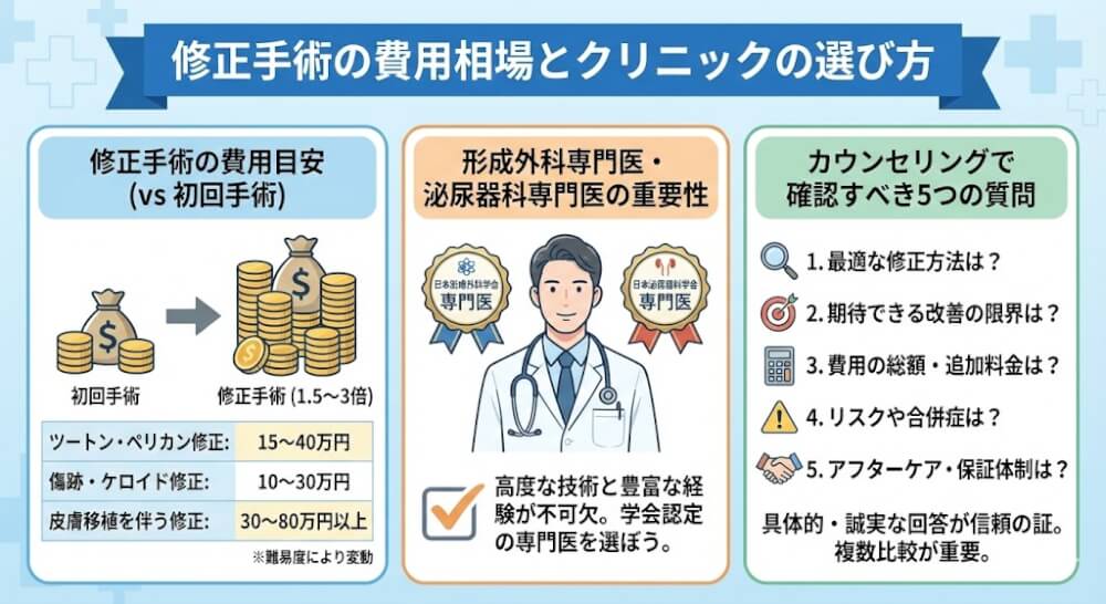 修正手術の費用相場とクリニックの選び方