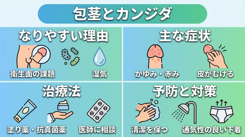 包茎だとカンジタになりやすい？症状・治療・再発予防を徹底解説
