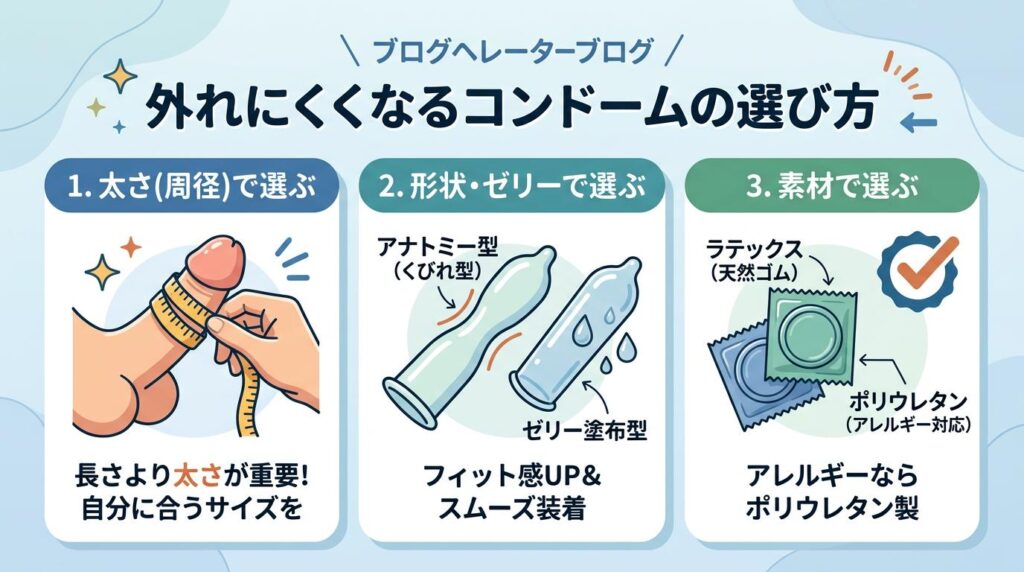 外れにくくなるコンドームの選び方