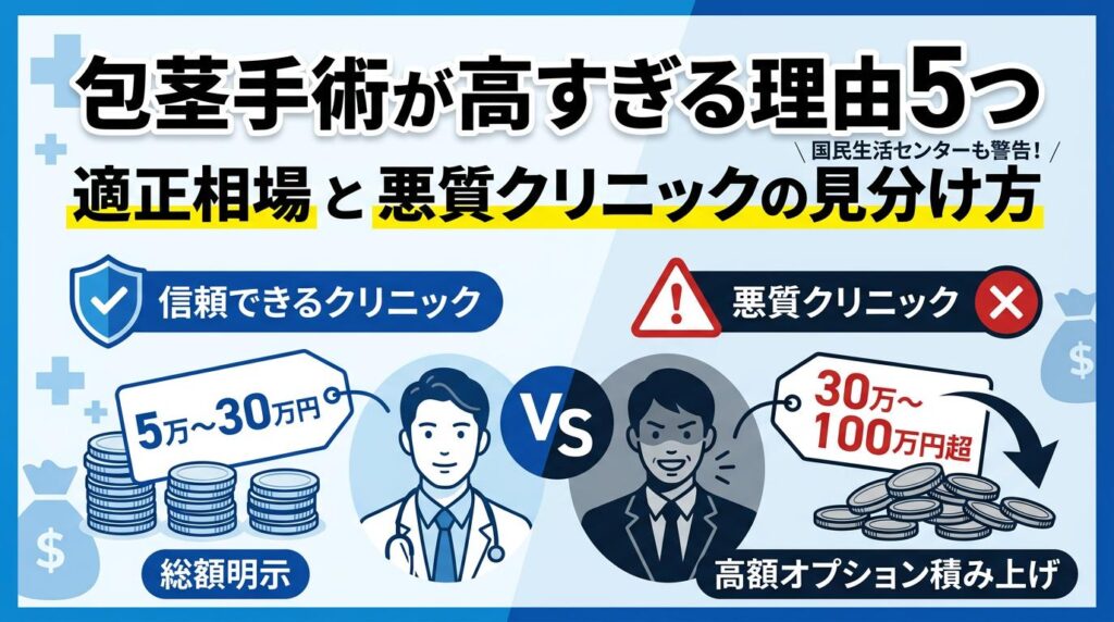 包茎手術が高すぎる理由5つ｜適正相場と悪質クリニックの見分け方