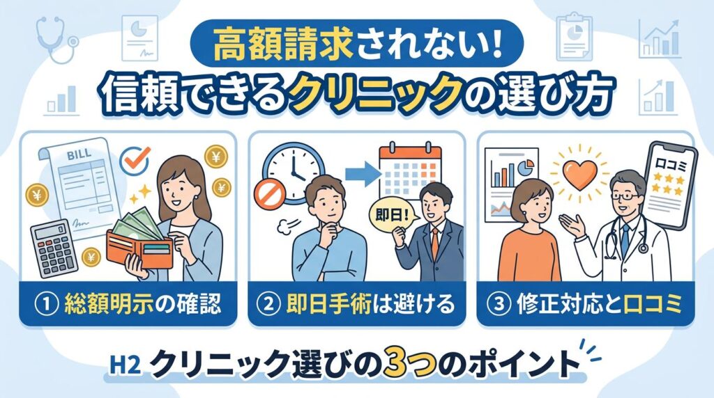 高すぎる費用を請求されないクリニックの選び方