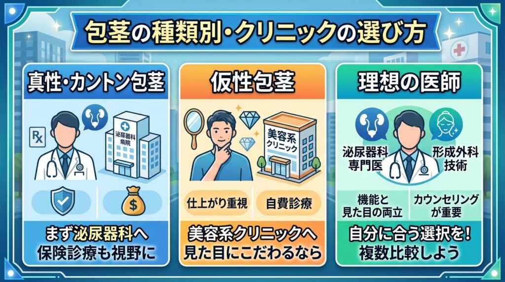 包茎の種類別・包茎手術で自分に合うクリニックの選び方