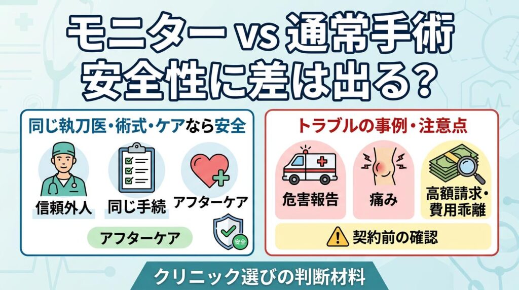 モニターと通常の包茎手術で安全性に差は出るのか