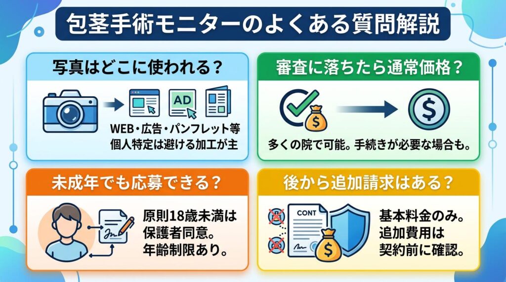 包茎手術のモニターに関するよくある質問