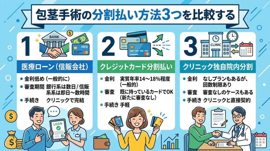 包茎手術の分割払い方法3つを比較する