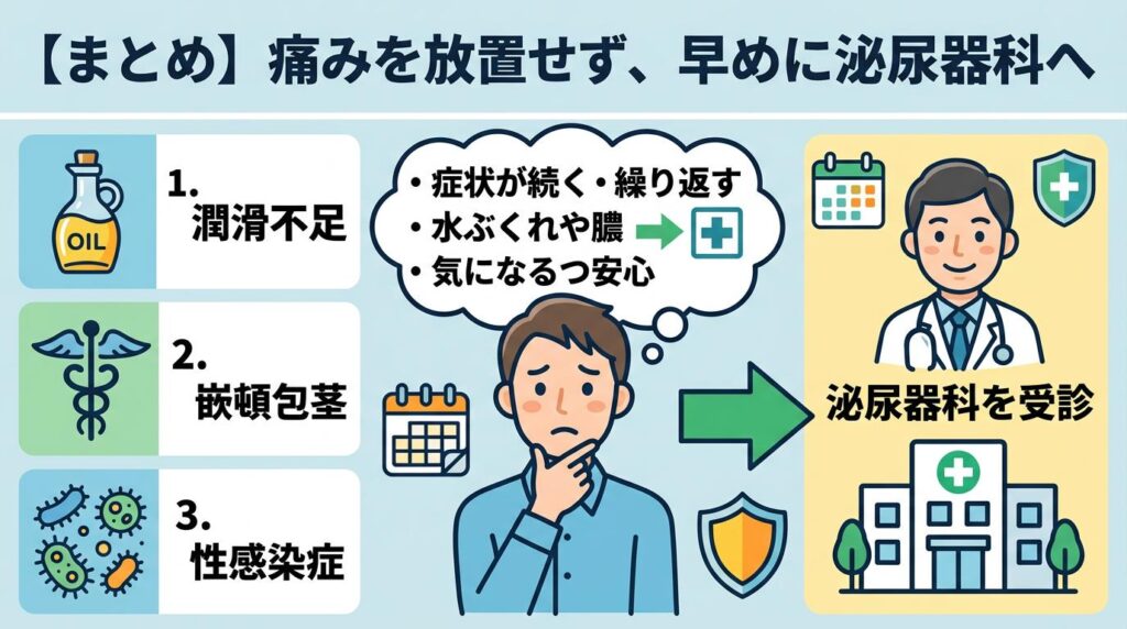 まとめ｜痛みを放置せず早めに泌尿器科へ