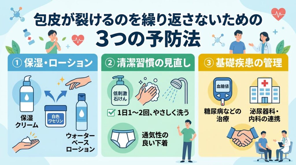 包皮が裂けるのを繰り返さないための予防法