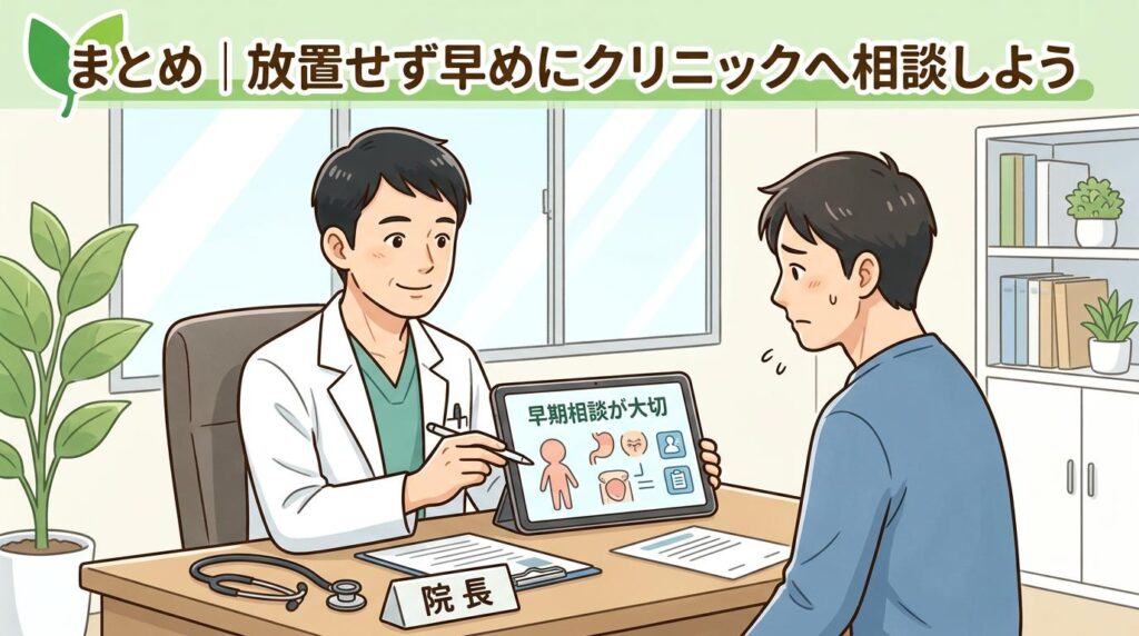 まとめ｜放置せず早めにクリニックへ相談しよう