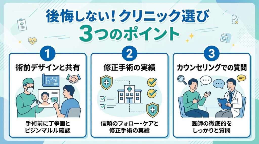 後悔しない仕上がりのためのクリニック選びのポイント