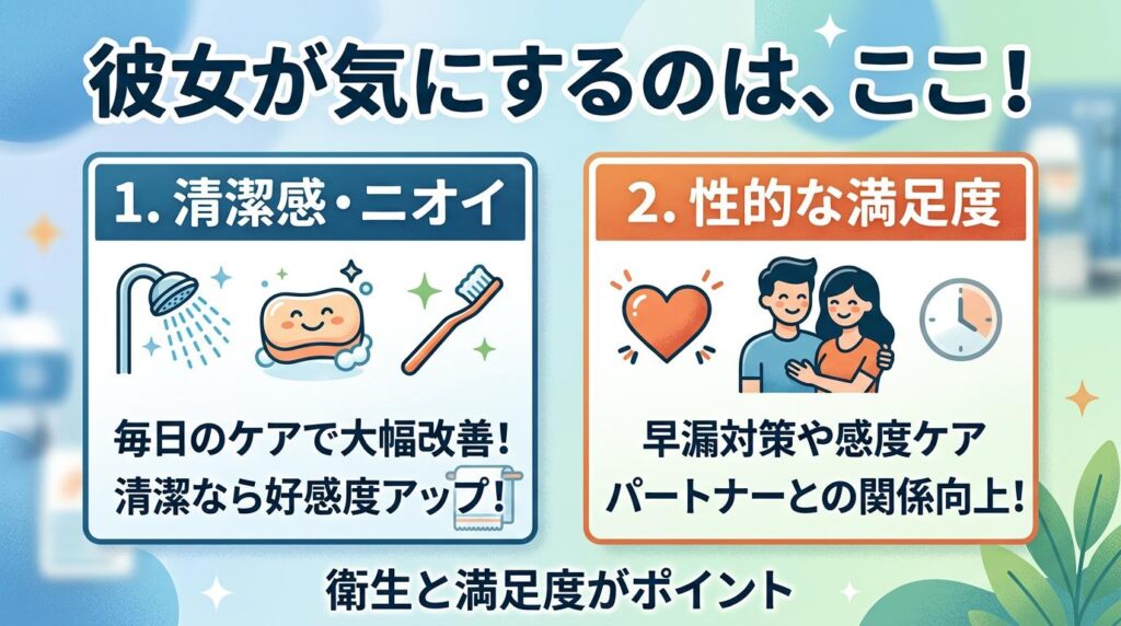 彼女が実際に気にしているポイント──衛生と性的満足度