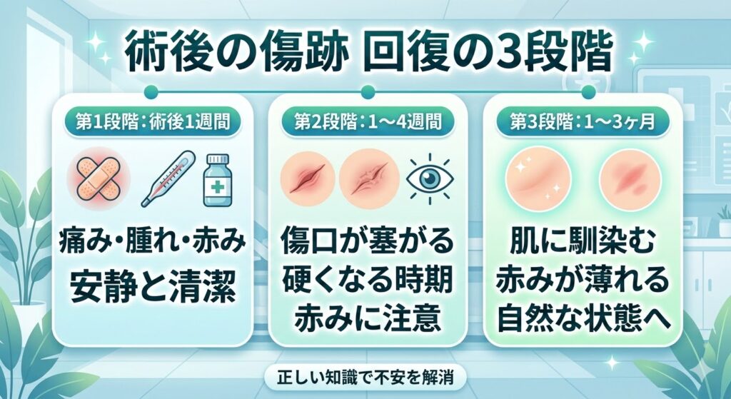 傷跡が消えるまでの期間と術後の経過